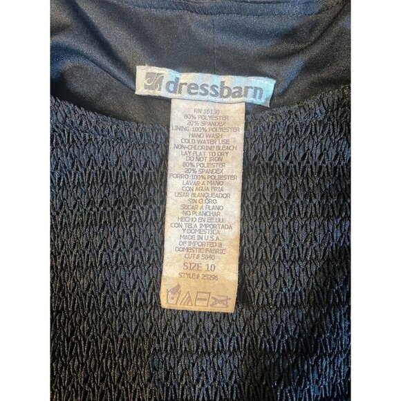 Dressbarn 10 Black Textured Open Weave Knit Top Overlay Short Sleeve Maxi Dress - Picture 6 of 6